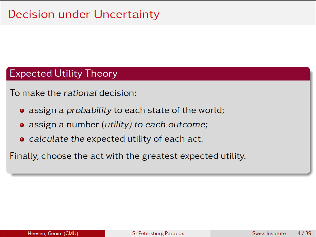 St Petersburg Paradox conversation - Decision under Uncertainty